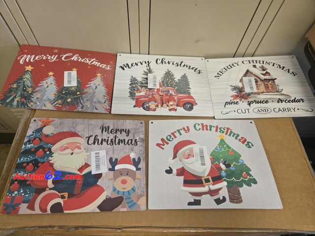 Lot 44-6557t - Lot of 5 8x10in Christmas Hanging Wood Signs Appears New, A basic inspection has been given to this item. Sold AS-IS.