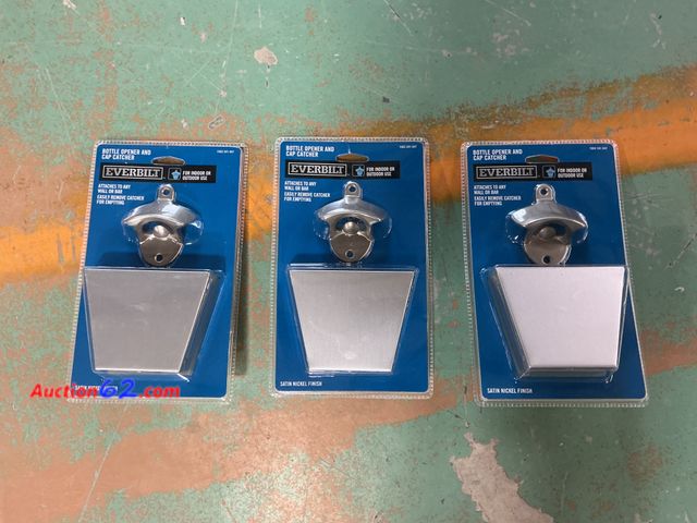 Lot 44-615g - Lot of (3) Satin Nickel Bottle Opener and Cap Catcher Appears New, A basic inspection has been given to this item. Sold AS-IS. See All Photo...