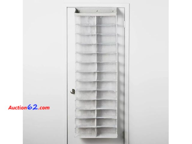 Lot 44-1521w - Over the Door 26 Shelf Mesh Shoe Organizer Light Gray - Brightroom™: Hanging Shoe Storage, Closet Organizer, Holds 13 Pairs Not Tested See A...