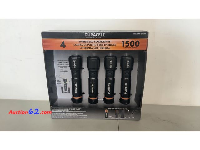 Lot 44-1978o - Duracell Hybrid LED Flashlights 1500 Lumens 4-Pack Not Tested See All Photo's E-Commerce Return, A basic inspection has been given to this i...