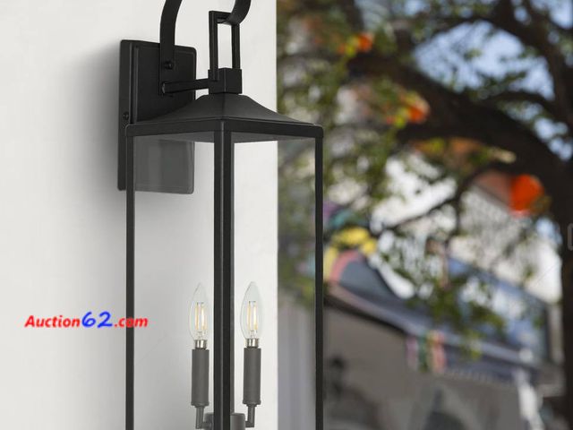 Lot 44-161b - Retail of $57- Hukoro Castle 2-Light 25 in. Matte Black Outdoor Wall Lantern Sconce 1. Appears New, A basic inspection has been given to thi...