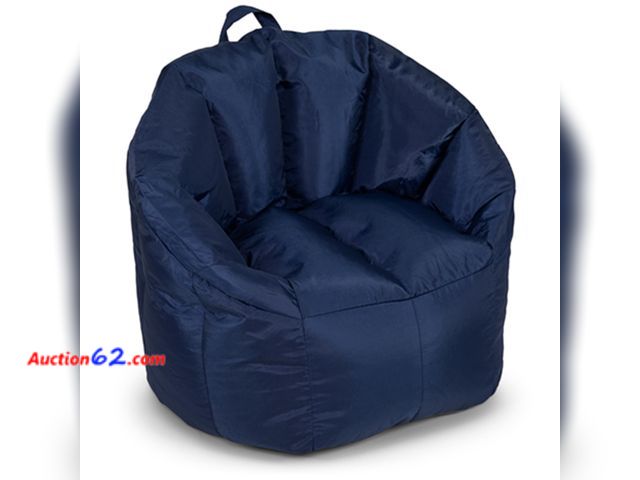 Lot 44-217a - Big Joe Milano Bean Bag Chair for Kids, Teens, Adults, Durable Easy-Clean Navy Smartmax, Nylon Polyester Blend, Lightweight Seat for Reading...