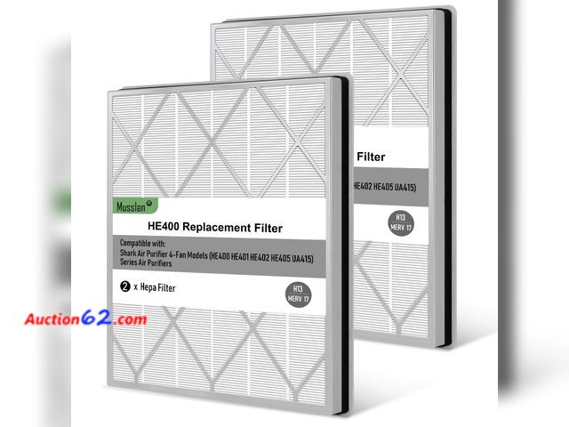 Lot 44-137 - Musslan HE401 Replacement Filter for Shark Air Purifier 4 Model, HE401 HE402 HE405 HE400 3-Stage Filtration System of H13 True HEPA and Acti...