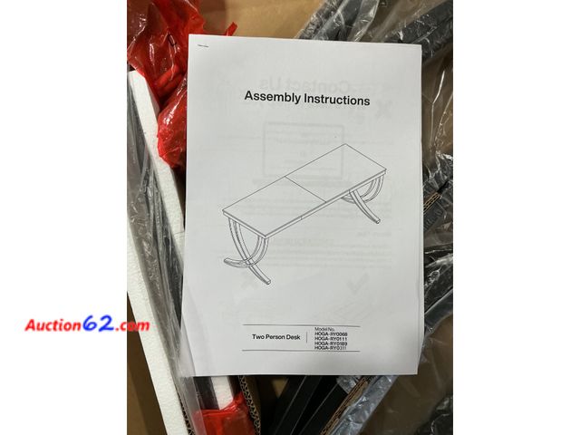 Lot 44-1605w - $250 Retail price - HOGA-RY0189, Two Person Desk, 45.31"L x 30.26"W x4.81"H See All Photo's Not Tested Appears New, A basic inspection has b...
