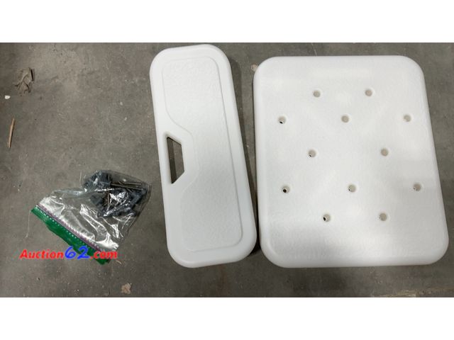 Lot 44-157a - Medline Shower Chair Seat with Padded Armrests and Back, Heavy Duty Shower Stool for Bathtub, Slip Resistant Shower Seat with Adjustable Hei...