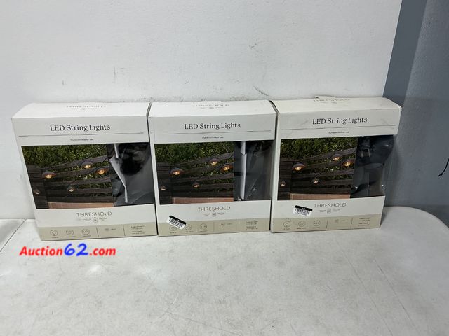 Lot 44-691m - Threshold LED String Lights Outdoor/Indoor Use - Set of 3 Not Tested See All Photo's E-Commerce Return, A basic inspection has been given to...