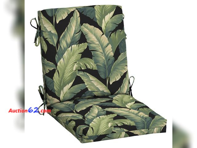 Lot 44-225p - ARDEN Outdoor Midback Chair Cushion, 18 x 16.5, Rain-Proof, Fade Resistant 18 x 16.5, Onyx Cebu Appears New, A basic inspection has been giv...