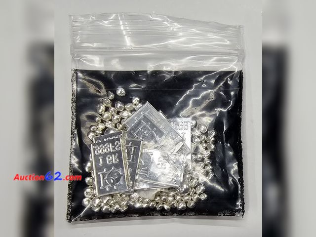 Lot 44-8359f - 1/4 OUNCE BAG OF .999 FINE PURE SILVER SHOT AND A FEW 1 GRAIN SILVER BARS.-NT