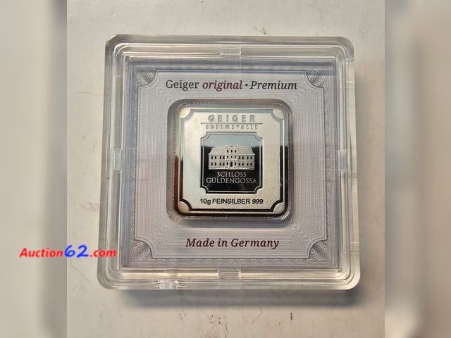 Lot 44-8305v - 10 GRAM GEIGER .999 FINE PURE SILVER BAR. THAT'S ABOUT 1/3 OF AN OUNCE OF SILVER, AND SILVER IS NOW OVER $50 AND OUNCE! THESE BARS ARE VERY ...
