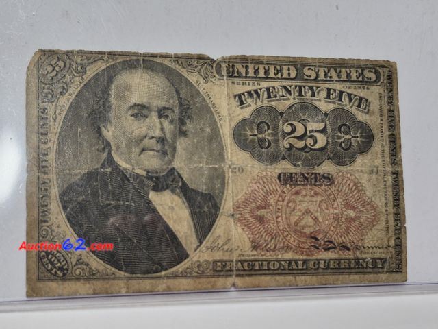 Lot 44-8330i - ***VERY RARE *** 1874 TWENTY FIVE (25) CENT FRACTIONAL CURRENCY WITH PORTRAIT OF ROBERT J. WALKER ON THE FACE. THIS PIECE IS FROM THE FIFTH ...
