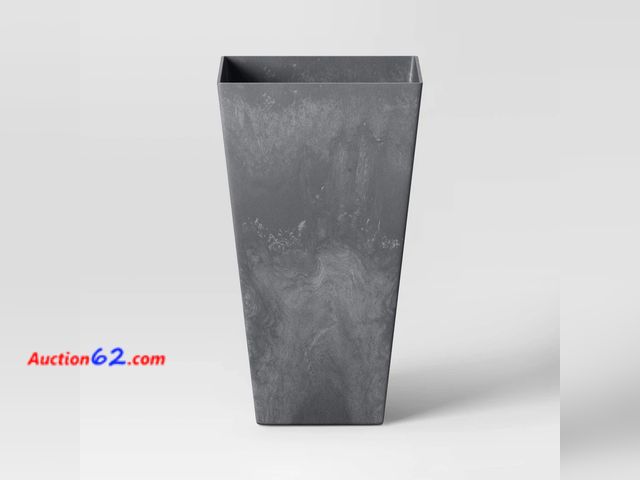 Lot 44-111p - Square Composite Indoor Outdoor Planter Pot 12"x12"x21" Charcoal Gray - Threshold™ Appears New, A basic inspection has been given to this it...