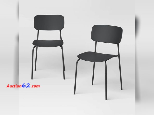 Lot 44-534e - Set of 2 Molded Plastic with Metal Base Dining Chair Black - Room Essentials™ Not Tested See All Photo's Appears New, A basic inspection has...