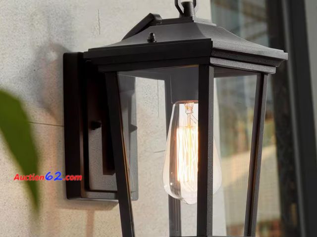 Lot 44-241b - Retail of $71- (Bulb Not Included) LNC Modern Coastal Matte Black Outdoor Sconce 1-Light Wall Mount Lantern with Clear Glass for Patio Porch...