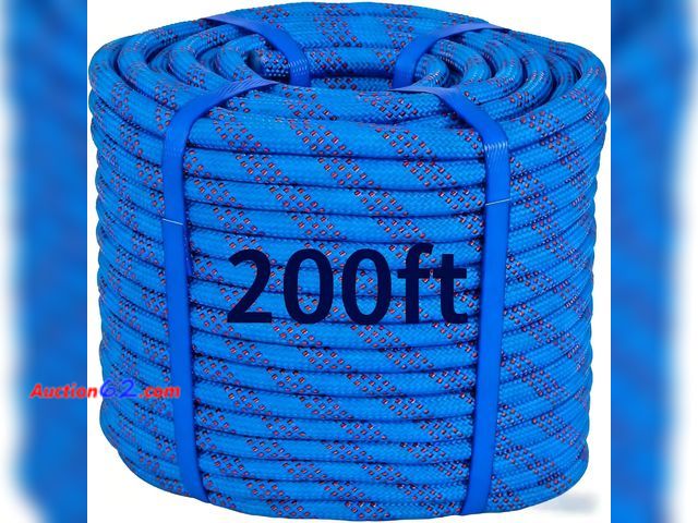 Lot 44-1824 - 200ft 3/8 Inch Climbing Rope, Heavy Duty Arborist Rope, Nylon Rigging Rope for Tree Work,Bull (Blue) Not Tested See All Photo's Appears New,...
