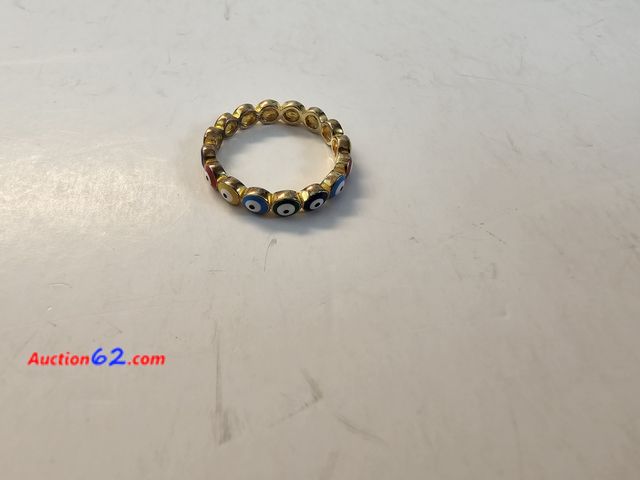 Lot 44-8392w - WILD .925 STERLING SILVER AND GOLD PLATED RING WITH PAINTED BALLS. APPROXIMATELY A SIZE 7. PLEASE LOOK AT THE PHOTO OF THE RING ON THE SIZER...