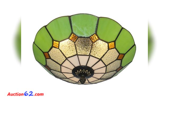Lot 44-1550o - Xinyeal 12 Inch Tiffany Style Vintage Stained Glass Ceiling Light Flush Mount Ceiling Light Pendent Chandelier Lighing Fixtures (12 Inch Gre...