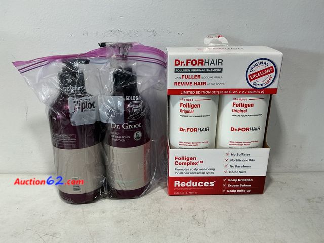 Lot 44-536j - Dr.FORHAIR &amp; Dr. Groot Shampoo Lot See All Photo's Not Tested E-Commerce Return, A basic inspection has been given to this item. Sold AS...