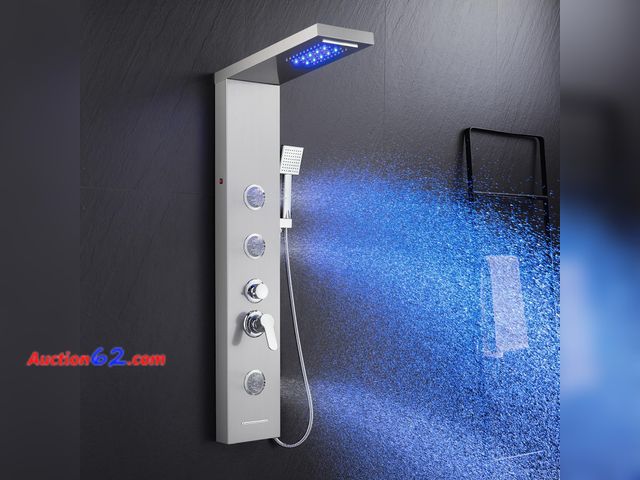 Lot 44-4036w - $139.99 Retail price - ROVATE LED Shower Panel Tower System with Rainfall Waterfall Shower, Shower Panel with Jets and Rainfall and Handheld...
