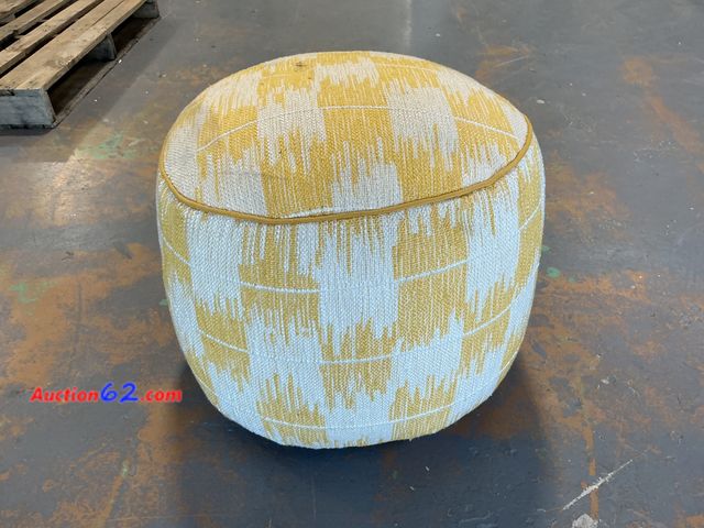 Lot 44-824 - Yellow Ikat Woven Pouf Ottoman See All Photo's Not Tested E-Commerce Return, A basic inspection has been given to this item. Sold AS-IS. Dir...