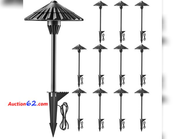 Lot 44-168a - $129.99 Retail price - Raxjov 12 Pack 3000K Low Voltage Landscape Lights, 5W 500LM Outdoor Pathway Lighting, 12V IP65 Waterproof Landscape P...