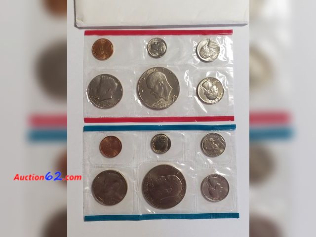 Lot 44-8510g - 1976 MINT SET W/EISENHOWER DOLLARS, KENNEDY HALVES, WASHINGTON QUARTERS, ROOSEVELT DIMES, JEFFERSON NICKELS AND LINCOLN CENTS IN ORIGINAL US...