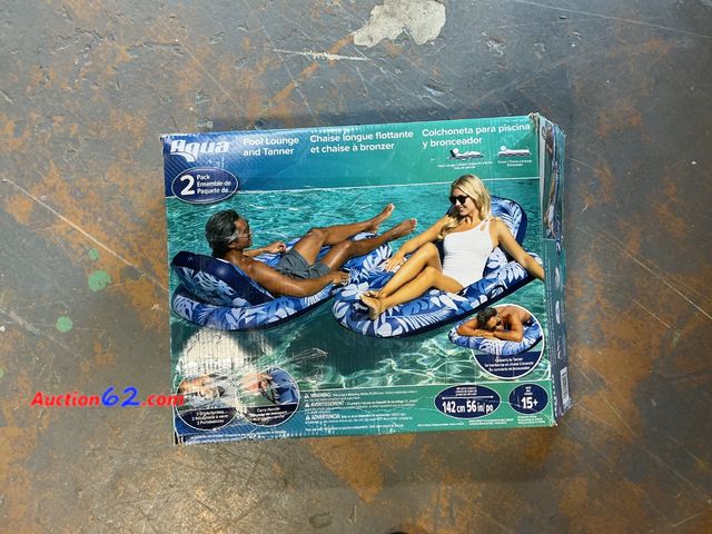 Lot 44-999e - Aqua Pool Lounge Floating Lounger Chair with Cooler - 2 Pack Not Tested See All Photo's E-Commerce Return, A basic inspection has been given...