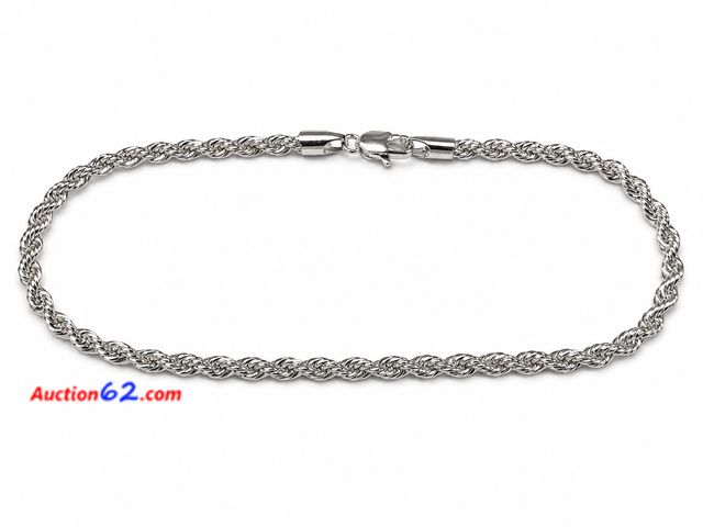 Lot 44-6013n - .925 PLATED rope bracelet/anklet approximately 10 inches. Appears New, A basic inspection has been given to this item. Sold AS-IS. See All P...