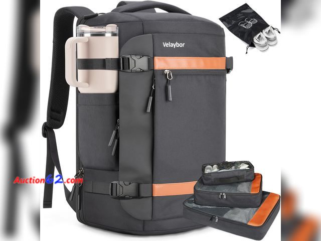 Lot 44-107a - Velaybor 42L Travel Backpack with 4 Packing Cubes, TSA Friendly Flight Approved Carry-On Bag, Water-Resistant Weekender Business Backpack fo...