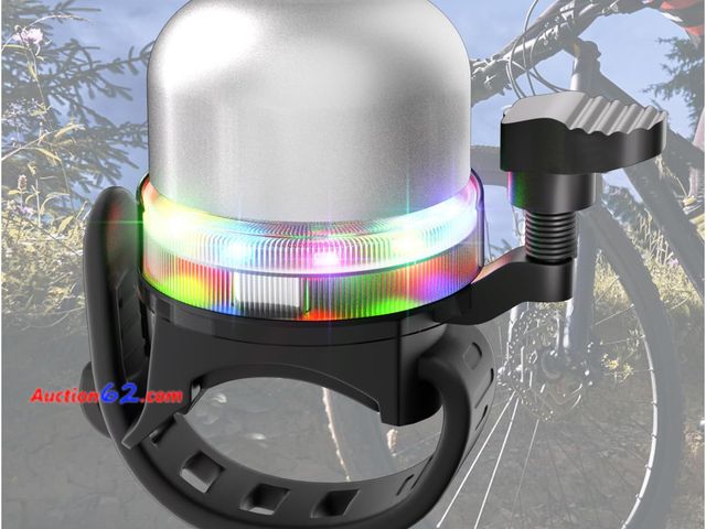 Lot 44-9082x - Light Up Bicycle Bell for Kids, 3 Modes Light Clear Crisp Loud Bike Ring, Support Type C Charging Appears New, A basic inspection has been g...