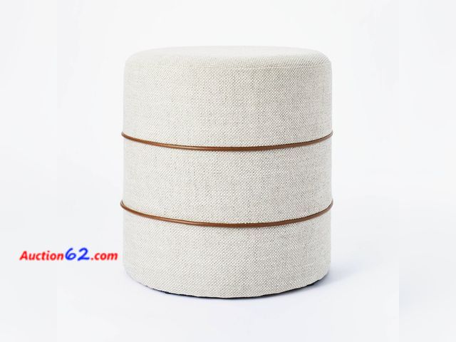 Lot 44-1377m - $100 Retail price - Catalina Round Ottoman Cream - Threshold™ Designed with Studio McGee E-Commerce Return, A basic inspection has been give...