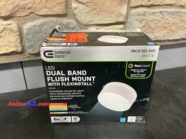 Lot 44-1392m - Flexinstall Dual Band 6 in. White Integrated LED Ceiling Light with 5CCT Plus DuoBright E-Commerce Return, A basic inspection has been given...