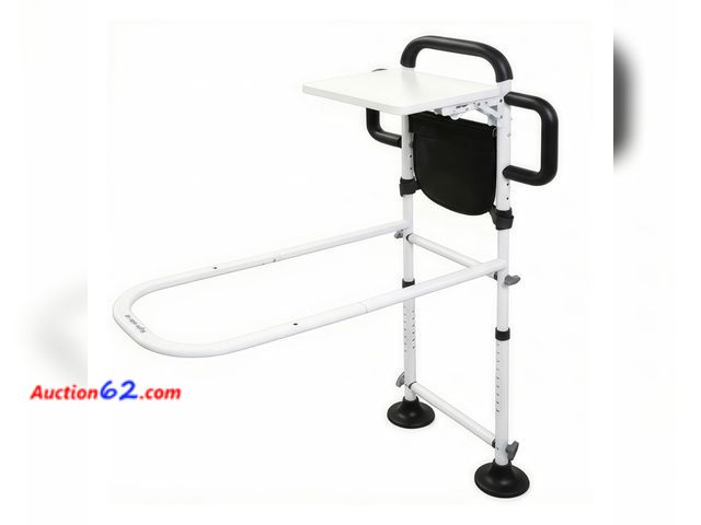 Lot 44-1687e - $79.99 Retail price - Height Adjustable Bed Rail for Elderly Adults, Adjustable Bed Assist Rail with Nonslip Grip, Folding Table &amp; Stora...