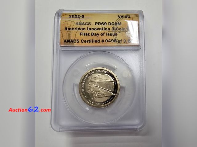 Lot 44-8350f - 2021-S INNOVATION PROOF DOLLAR PAYING TRIBUTE TO VIRGINA STATE'S ILLUSTRIOUS HISTORY AND GROUNDBREAKING CONTRIBUTIONS TO AMERICAN INNOVATION...