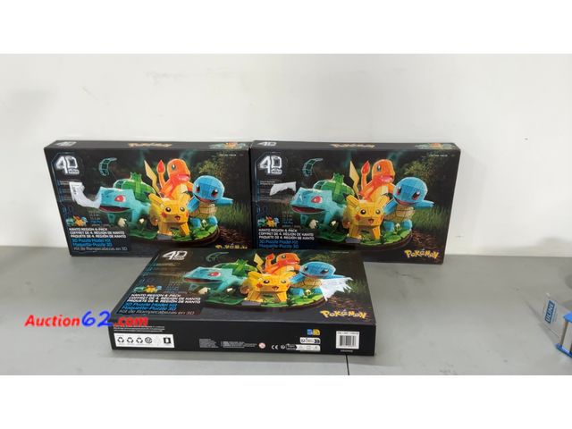 Lot 44-1668j - Spin Master Games 4D Build Puzzle Model Kit! Kanto Region 4-Pack in 1 Box New, Exclusive 4D Build Puzzle Model Kit! Kanto Region 4-Pack poss...