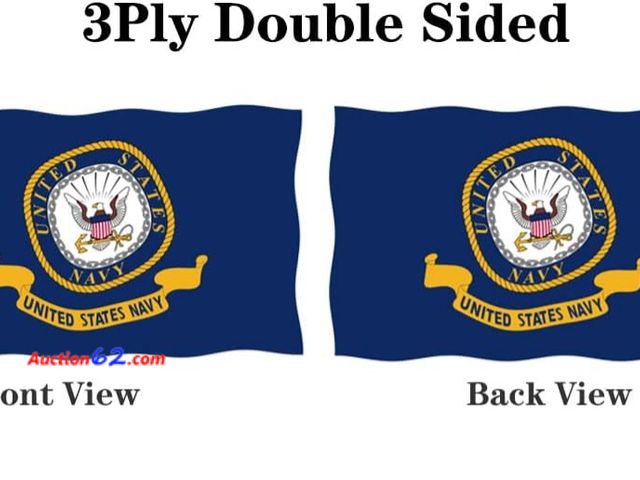 Lot 44-5534p - Double Sided Emblem US Navy Flag 3x5 FT Outdoor w/ 2 Brass Grommets. Appears New, A basic inspection has been given to this item. Sold AS-IS...