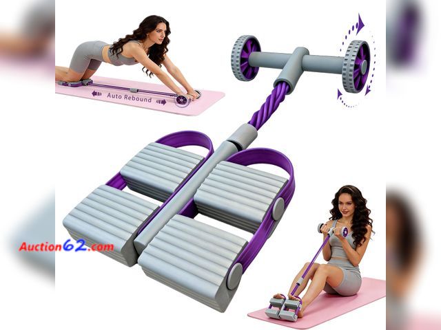 Lot 44-2952e - Resistance Bands with Handles, 6 Tube Pedal Resistance Band for Exercise, Dual Pedal Adjustable Resistance, Ab Roller Handle Full Body Home ...