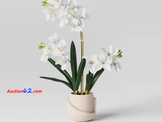 Lot 44-1652b - Luxe Orchid in Geometric Pot - Threshold Appears New, A basic inspection has been given to this item. Sold AS-IS. See All Photo's Not Tested