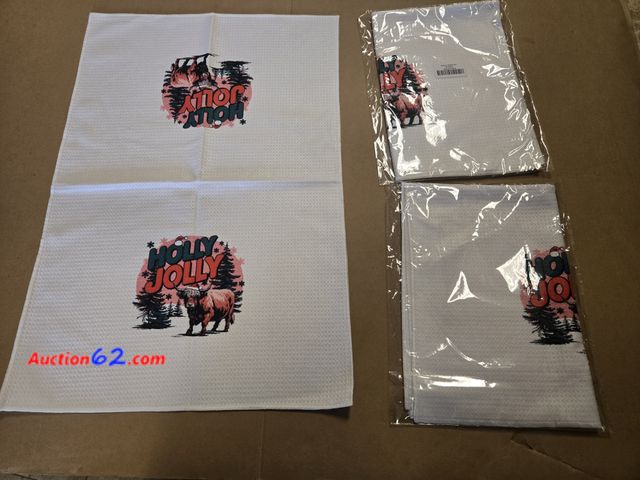 Lot 44-6544t - Lot of 3 OFJE Winter Holly Jolly Christmas Waffle Kitchen Hand Towels 16x24 Appears New, A basic inspection has been given to this item. Sol...