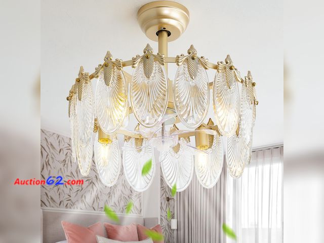 Lot 44-1119o - $143.01 Retail price - DSYBRI 20 Inch Gold Crystal Fandelier Ceiling Fan with Light, Mid Century Gold Fandelier Ceiling Fans with Lights Rem...