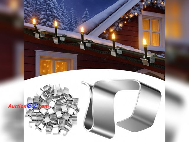 Lot 44-936e - 200 Pcs Lights Gutter Hook Clips for Hanging Outdoor Holiday Galvanized Lights Roof Hooks Christmas for Outside String Gutter Hangers Outdoo...