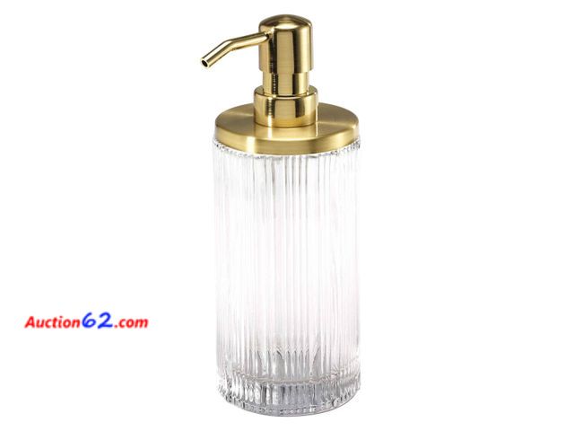 Lot 44-1989o - Nicole Miller - Lotion Pump/Soap Dispenser, Glass Countertop Accessories, Dorm Room Essentials (Louise Collection, Clear) Not Tested See All...