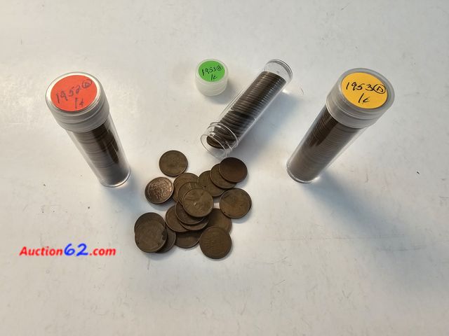 Lot 44-8363g - TWO (2) 1953 D ROLLS OF WHEAT CENTS AND A 1952 D ROLL OF WHEAT CENTS.-NT