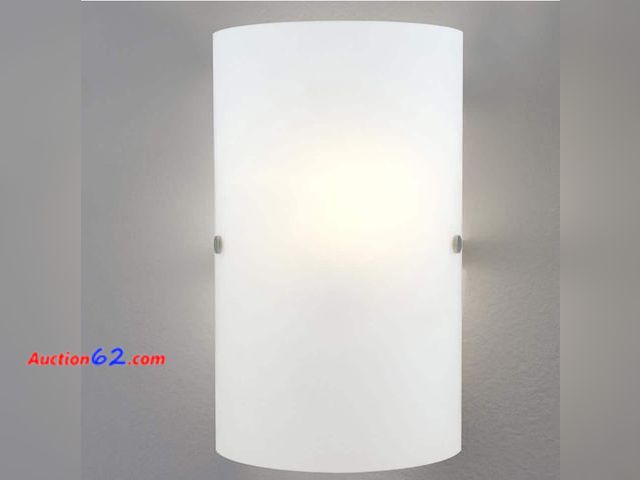Lot 44-7328b - Troy 3   3 in. W×11.8 in. H 1-light matte nickel wall sconce with frosted glass shade E-Commerce Return, A basic inspection has been given t...