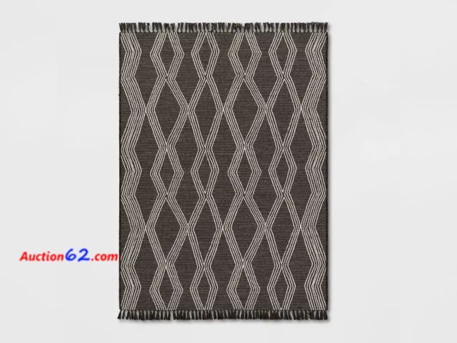 Lot 44-218b - Retail of $140-Modern Diamond Tapestry Rectangular Woven Outdoor Rug Charcoal Gray - Threshold™ Appears New, A basic inspection has been giv...