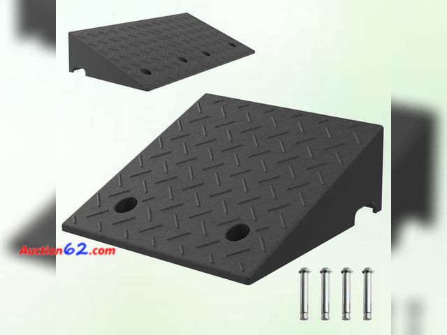 Lot 44-2556a - $89.99 Retail price - 7.9 Inch Rise Rubber Ramp, Wheelchair Door Ramp with Non-Slip Surface, Threshold Ramp for Cars/Scooters/Walkers/Doorwa...