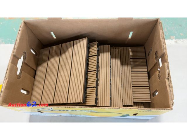 Lot 44-1797 - $150 Retail price - Deck Tiles Interlocking Wood Composite Flooring Tiles See All Photo's Not Tested E-Commerce Return, A basic inspection h...