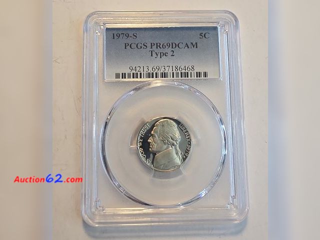 Lot 44-8354k - 1979-S TYPE 2 JEFFERSON PROOF NICKEL GRADED PR69 DCAM BY PCGS. ONE POINT SHY OF A PERFECT COIN!! MINTED IN SAN FRANCISCO. - NT