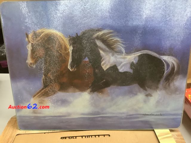 Lot 44-6153e - “Two Horses in the Water” Tempered Glass Cutting Board  Appears New, A basic inspection has been given to this item. Sold AS-IS. See All Pho...