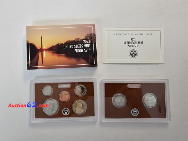 Lot 44-8524w - VERY PRICEY 2021-S PROOF SET. HAS DISTINGUISHED MILITARY SERVICE SINCE 1775 NATIVE AMERICAN SACAGAWEA DOLLAR, KENNEDY HALF DOLLAR, TUSKEGEE ...