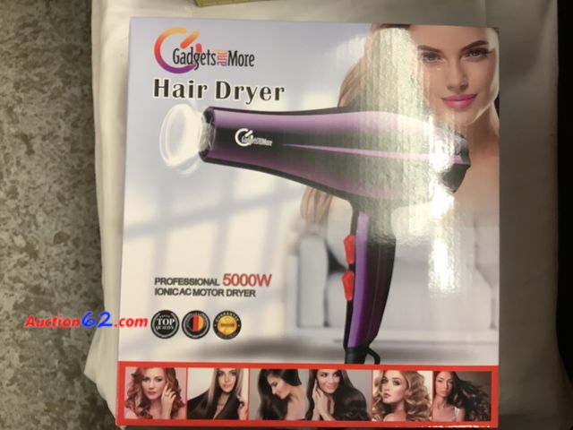 Lot 44-6015w - Hair Dryer professional 5000W, Ionicac Motor Dryer, Color Black See All Photo's Not Tested Never opened, Factory Sealed